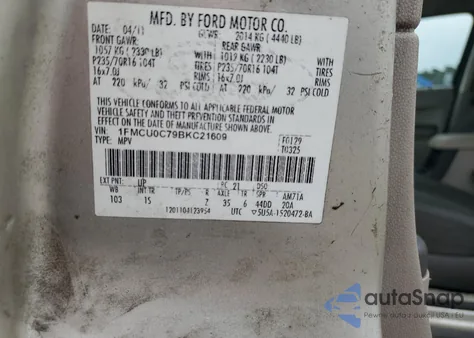 2011 Ford Escape Xls from USA, damaged, VIN 1FMCU0C79BKC21609